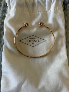 Fossil Rose Gold Knot Open Bangle Bracelet